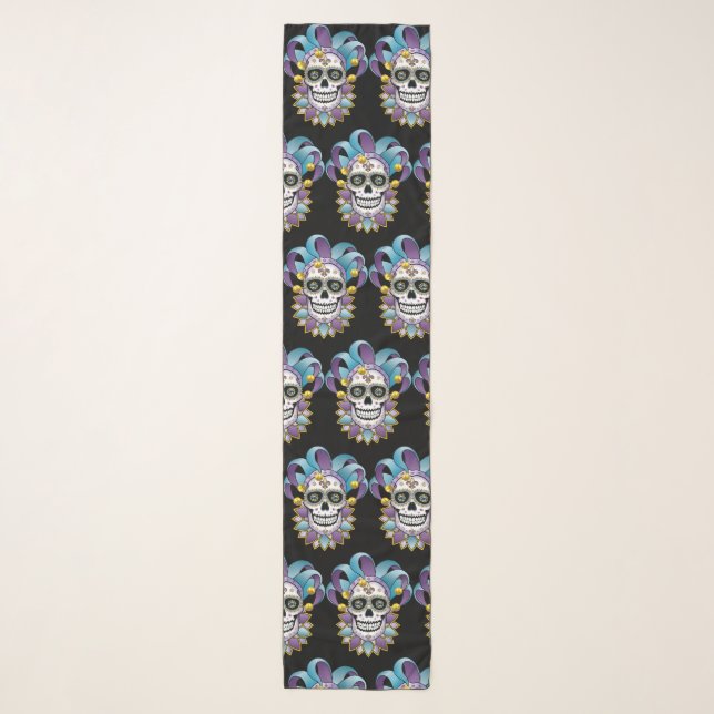 Colorful Jester Skull Scarf (Front)