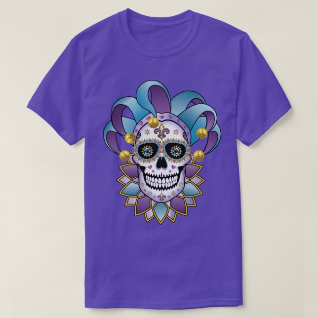 Colorful Jester Skull T-Shirt (Design Front)
