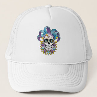 Colorful Jester Skull Trucker Hat