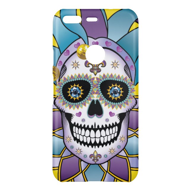 Colorful Jester Skull Uncommon Google Pixel Case (Back)