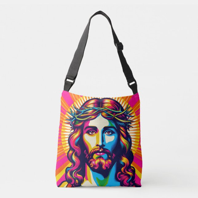 Colorful Jesus Bag. Crossbody Bag (Front)