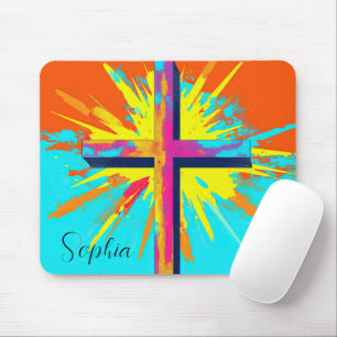 Colorful Jesus Cross Jesus Illustration Custom Mouse Pad