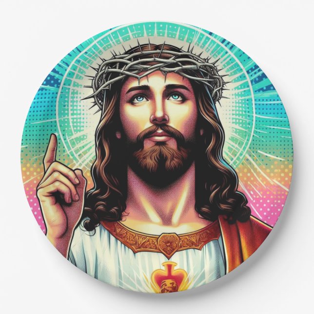 Colorful Jesus paper plate! Plates (Front)