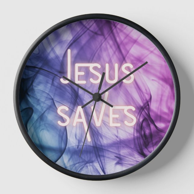 Colorful Jesus Saves Clock (Front)