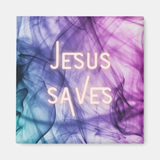Colorful Jesus Saves Magnet