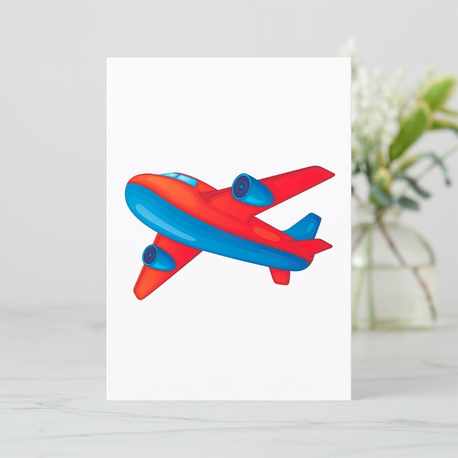 Colorful Jet Airplane Red and Blue Plane Invitation (Creator Uploaded)