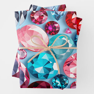 Colorful Jewel Art Wrapping Paper Sheets