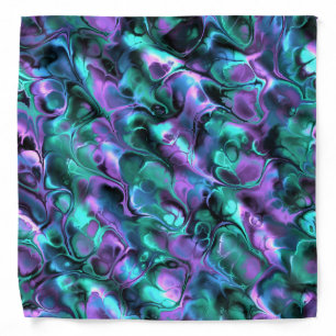 Colorful Jewel Tone Fractal Marble Abstract Art Bandana