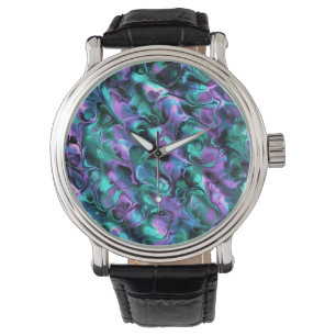 Colorful Jewel Tone Fractal Marble Abstract Art Watch