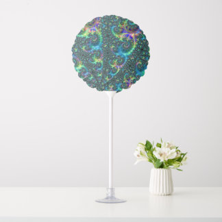 Colorful Jewel Tone Fractal Spiral Abstract Art Balloon