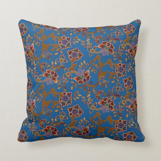 Colorful Jewel Tone Modern Floral Pattern Throw Pillow