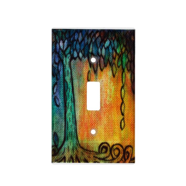 Colorful Jewel Tree and Leaves Light-switch Cover (Front)