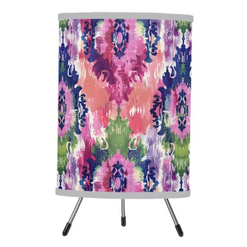 Colorful Jeweltones Ikat Pattern Tripod Lamp