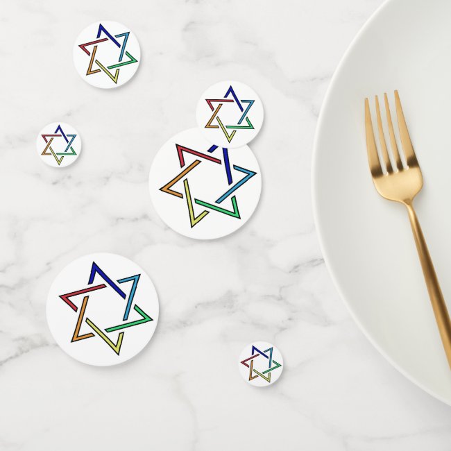 Colorful Jewish Stars Design Table Confetti