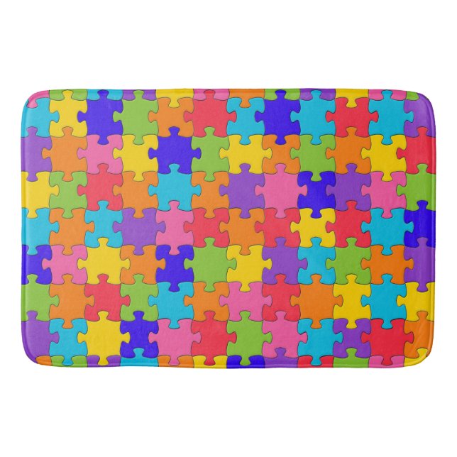 Colorful Jigsaw Puzzle Bath Mat (Front)