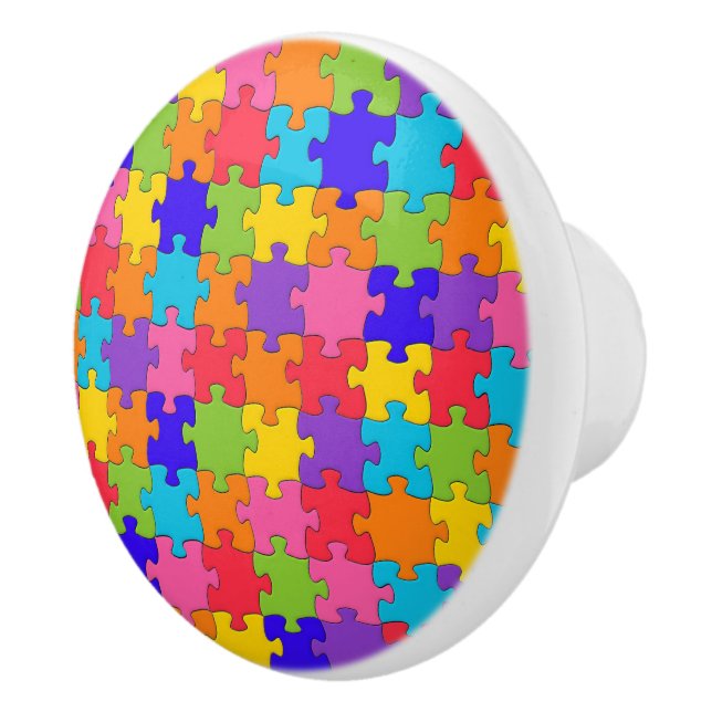 Colorful Jigsaw Puzzle Ceramic Knob (Right)