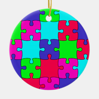 Colorful Jigsaw Puzzle Ceramic Ornament