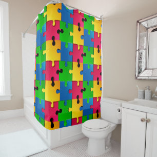 Colorful Jigsaw Puzzle - Funny and Creative Shower Curtain