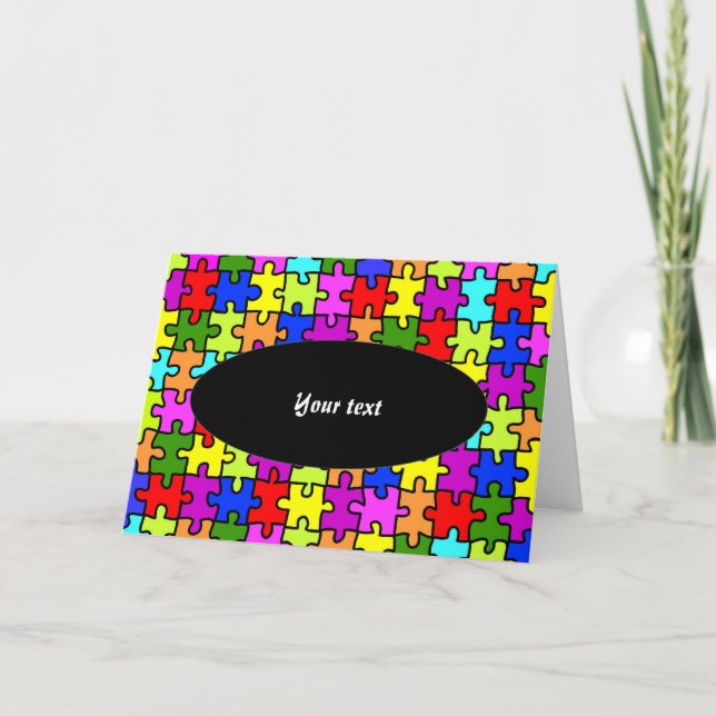 Colorful jigsaw puzzle greeting card (Front)