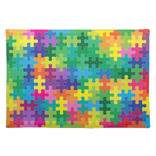 Colorful Jigsaw Puzzle Image Cloth Placemat