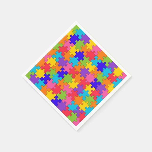 Colorful Jigsaw Puzzle Paper Napkins (Corner)