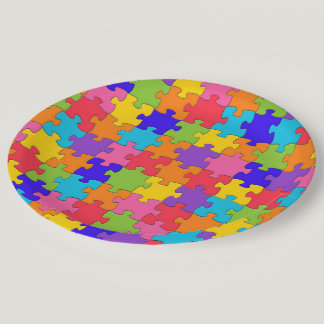 Colorful Jigsaw Puzzle Paper Plates