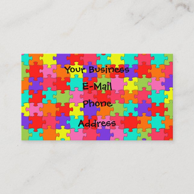 Colorful Jigsaw Puzzle Pattern Business Card (Front)