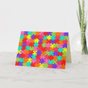 Colorful Jigsaw Puzzle Pattern Card