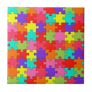 Colorful Jigsaw Puzzle Pattern Ceramic Tile