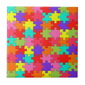 Colorful Jigsaw Puzzle Pattern Ceramic Tile