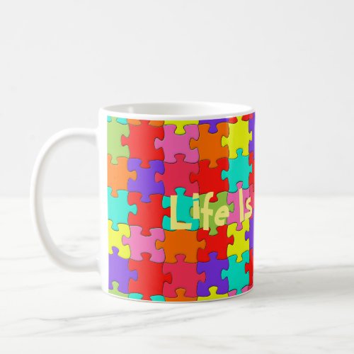 Colorful Jigsaw Puzzle Pattern Coffee Mug