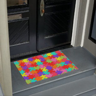 Colorful Jigsaw Puzzle Pattern Doormat