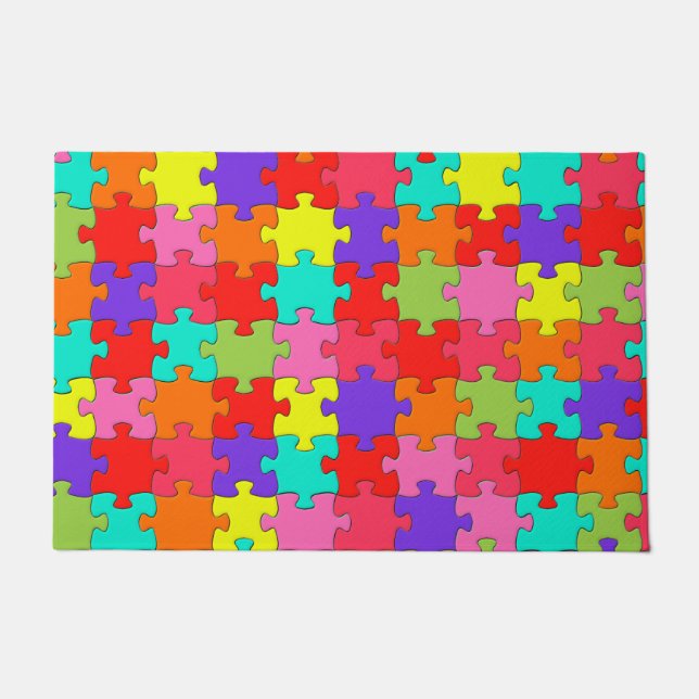 Colorful Jigsaw Puzzle Pattern Doormat (Front)