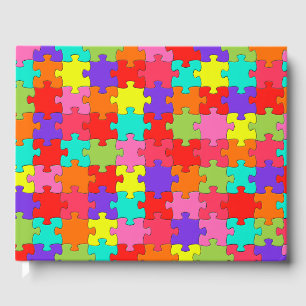 Colorful Jigsaw Puzzle Pattern Guest Book