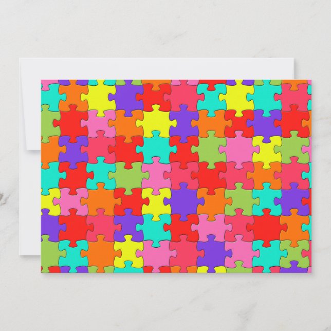 Colorful Jigsaw Puzzle Pattern Invitation (Front)