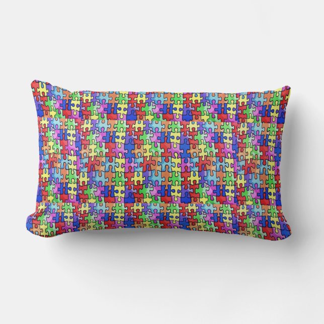 Colorful Jigsaw Puzzle Pattern Lumbar Pillow (Front)