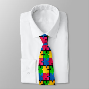 Colorful Jigsaw Puzzle Pattern Men's Necktie