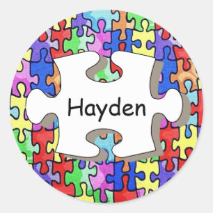 Colorful Jigsaw Puzzle Pattern Personalised Classic Round Sticker