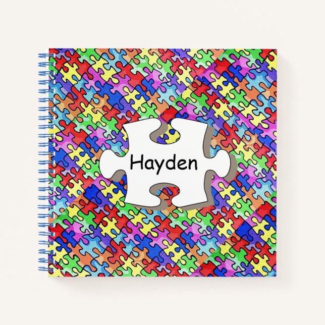 Colorful Jigsaw Puzzle Pattern Personalised Notebook (Front)