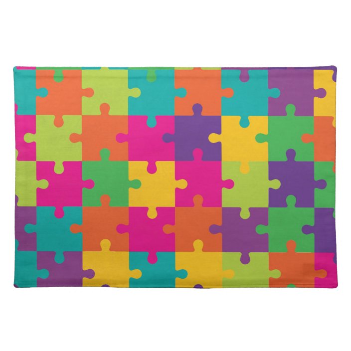 Colorful Jigsaw Puzzle Pattern Placemat