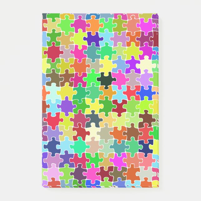 Colorful Jigsaw Puzzle Pattern Post-it Notes (Front)