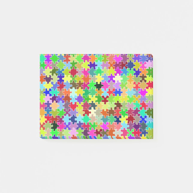 Colorful Jigsaw Puzzle Pattern Post-it Notes (Front)