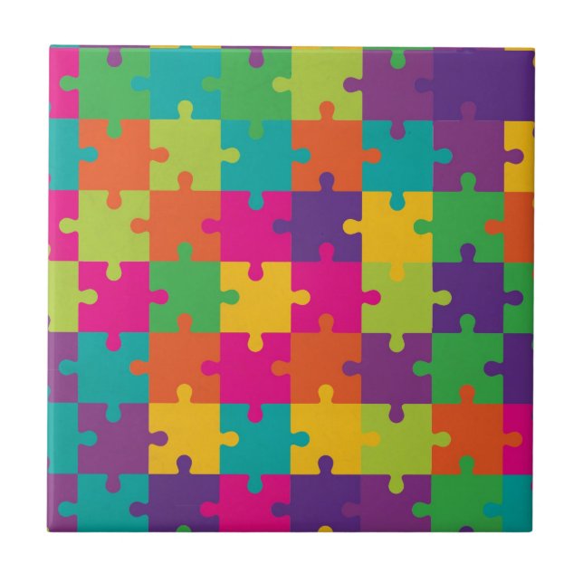 Colorful Jigsaw Puzzle Pattern Tile (Front)