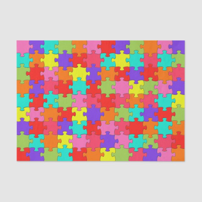 Colorful Jigsaw Puzzle Pattern Tissue Paper (Front)