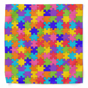 Colorful Jigsaw Puzzle Pieces Bandanna