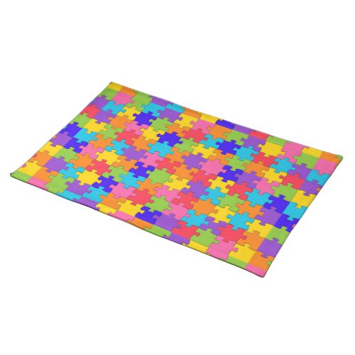 Colorful Jigsaw Puzzle Pieces Happy Puzzler Placemat