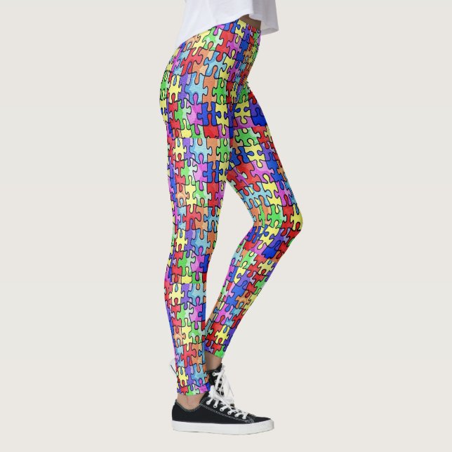 Colorful Jigsaw Puzzle Pieces Leggings (Right)