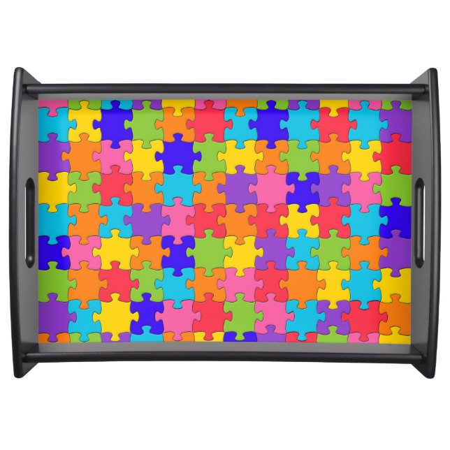 Colorful Jigsaw Puzzle Serving Tray (Front)