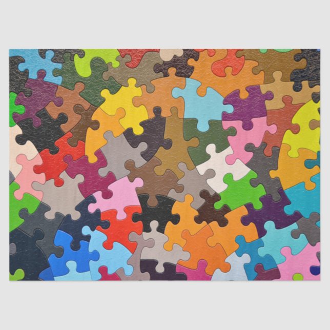 colorful jigsaw puzzle tissue paper (Front)