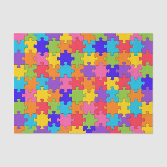 Colorful Jigsaw Puzzle Tissue Paper (Front)